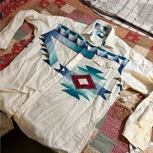 Vintage roper rodeo blue southwestern Men's XX- Large Multicolor Geometric Shirt